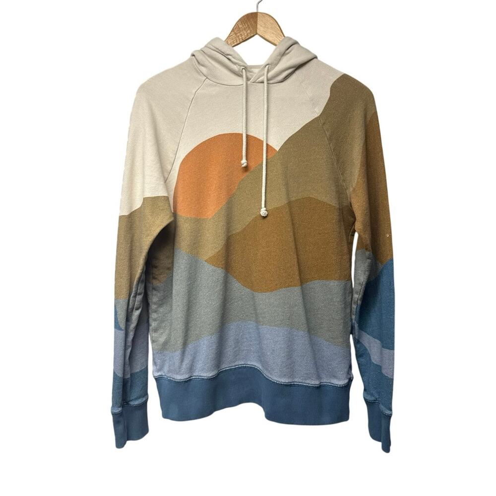 Faherty Soleil Hoodie Women Small Sunset Landscape Sun Mountain Cotton Pullover